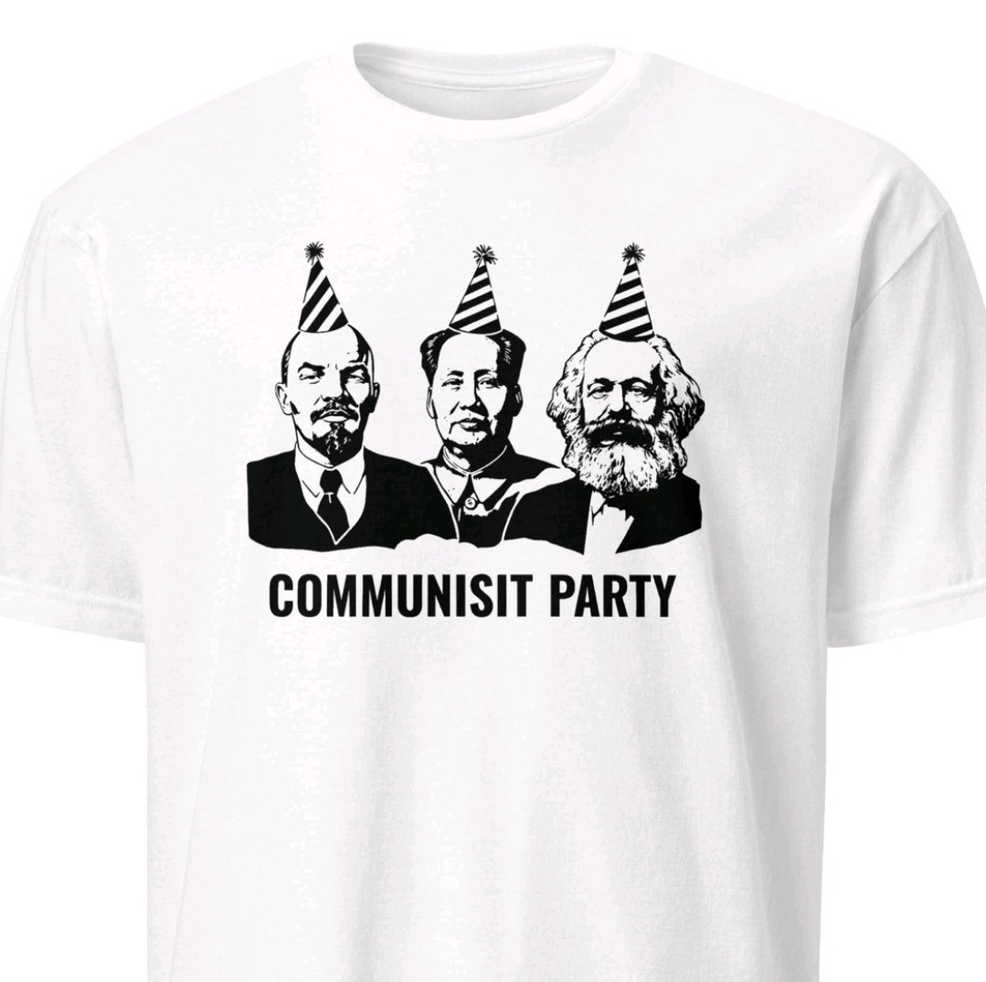 Communist Party T-Shirt | Marx Lenin Mao | Satirical Political Philosophy Tee gallery