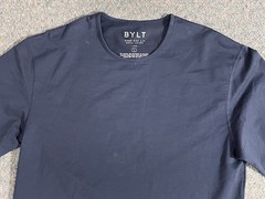BYLT Drop Cut Dual Layer Lux Shirt Men’s Large Long Sleeve Navy Blue Stretch