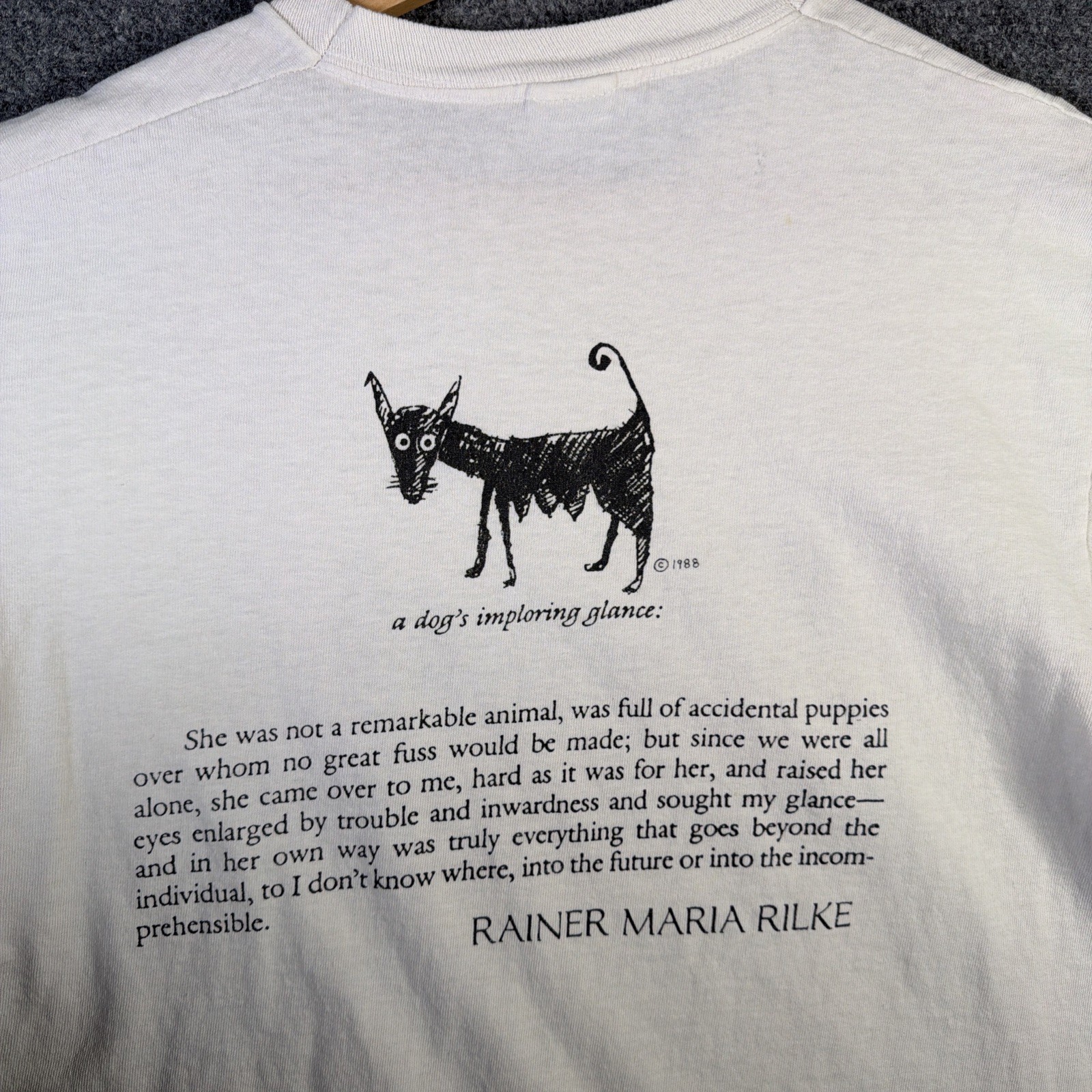 Vintage Mother Dog Studios Shirt Mens Large White 80s Art Abstract Poem Drawing gallery