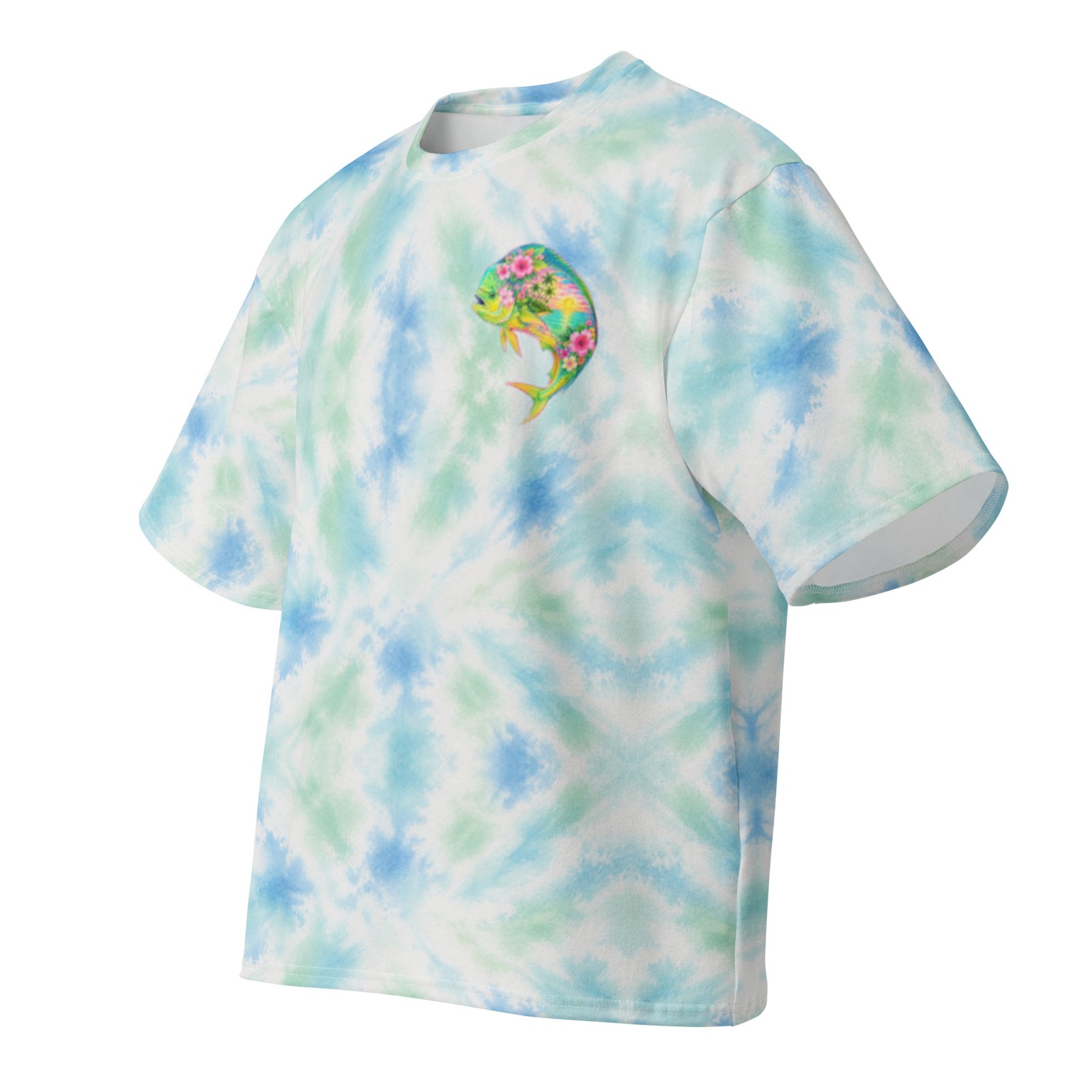 Mahi Dolphin Fish Fishing Tie Die Faded Oversized cotton t-shirt gallery