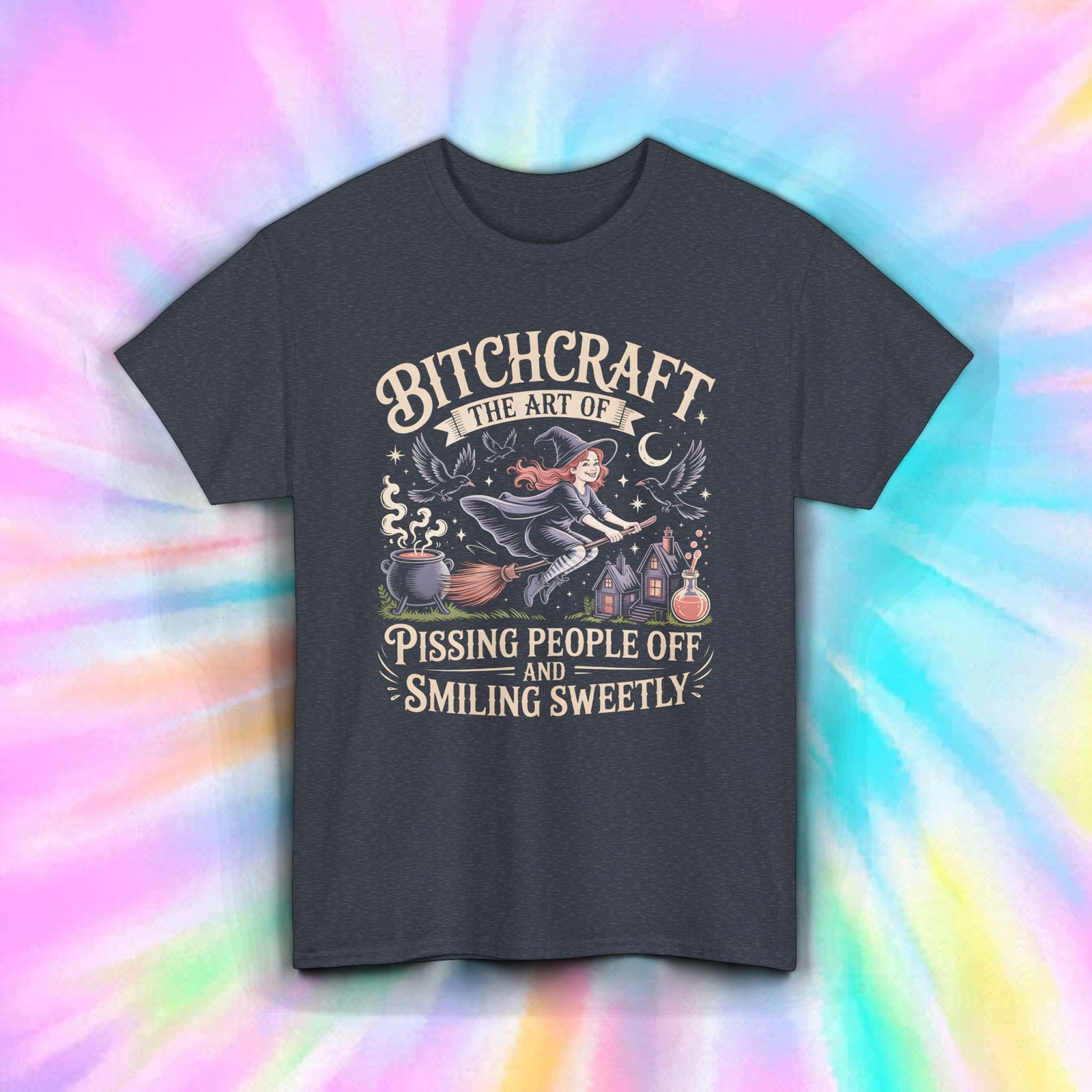 Bitchcraft Funny Witch Shirt | Sarcastic Halloween Spell Cauldron Flying Tee gallery