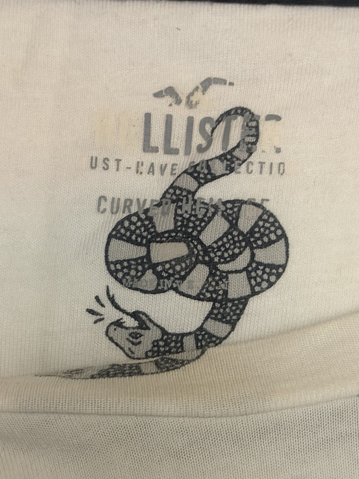 Hollister White Snake & Stars Graphic Print Crew Neck Short Sleeve T-Shirt S gallery