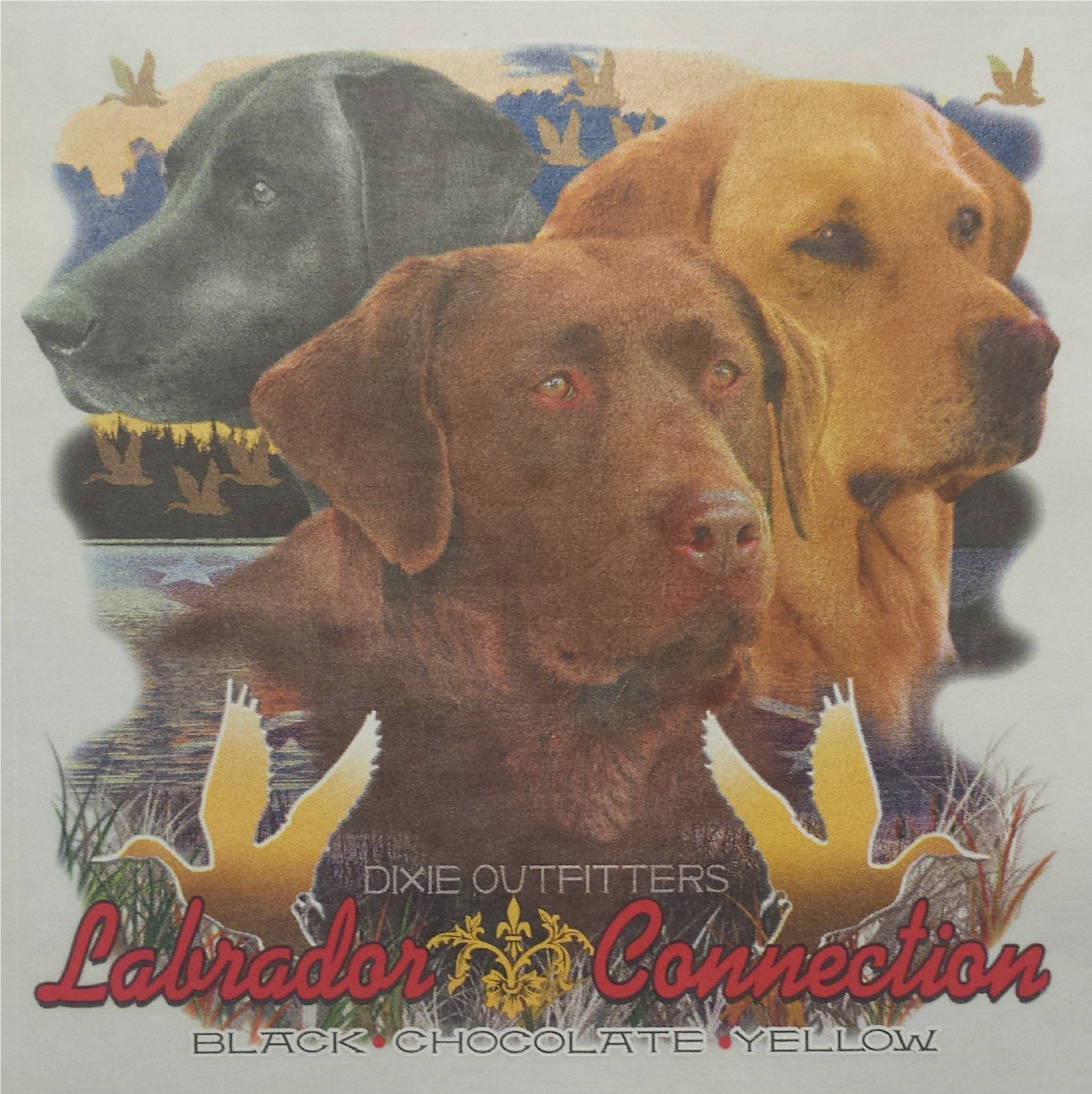 DIXIE OUTFITTERS LABRADOR CONNECTION BLACK LAB DUCK SHIRT #6477 FRONT PRINT ONLY