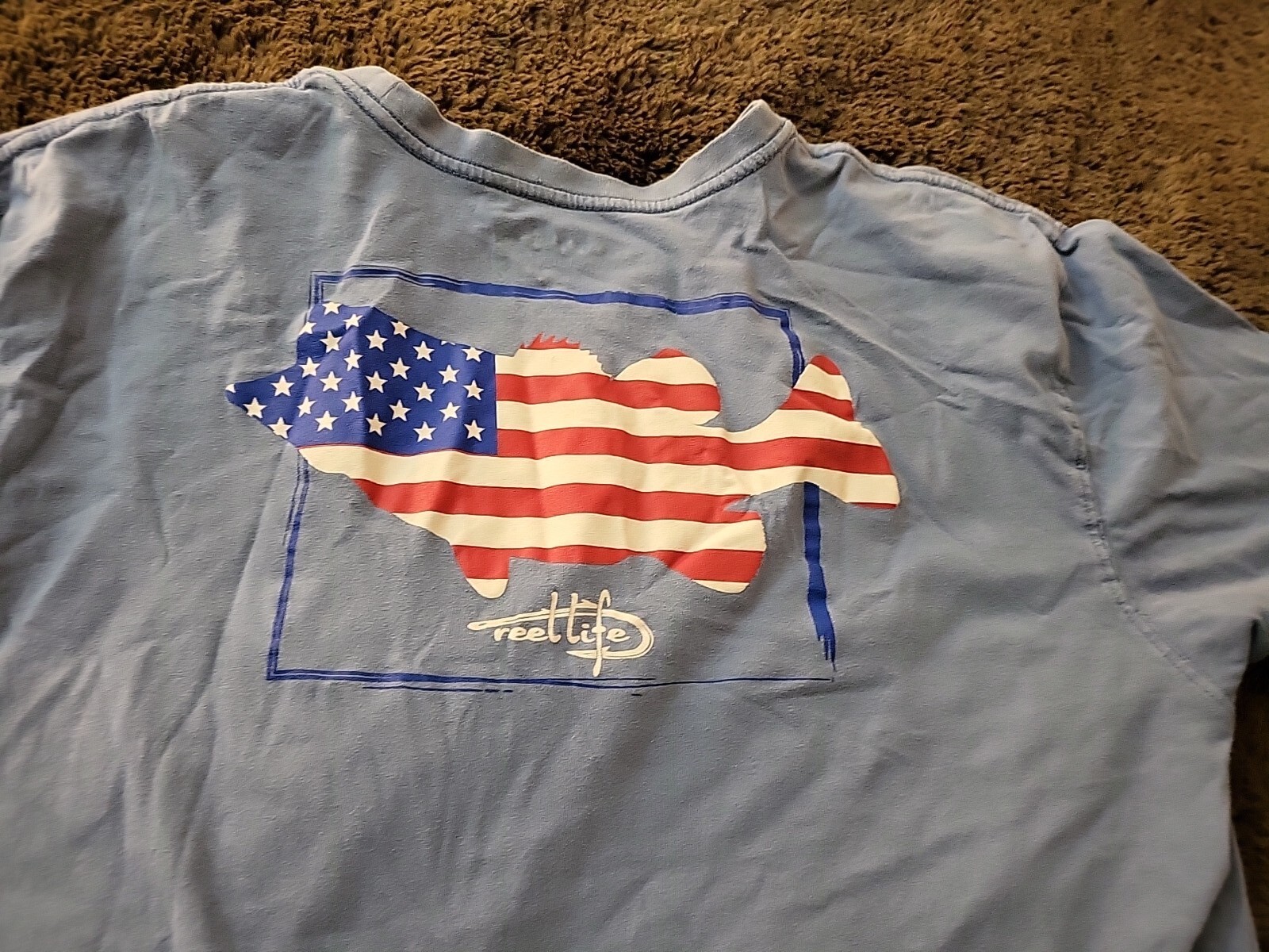Reel Life Short Sleeve Blue Fishing Shirt Size XL gallery
