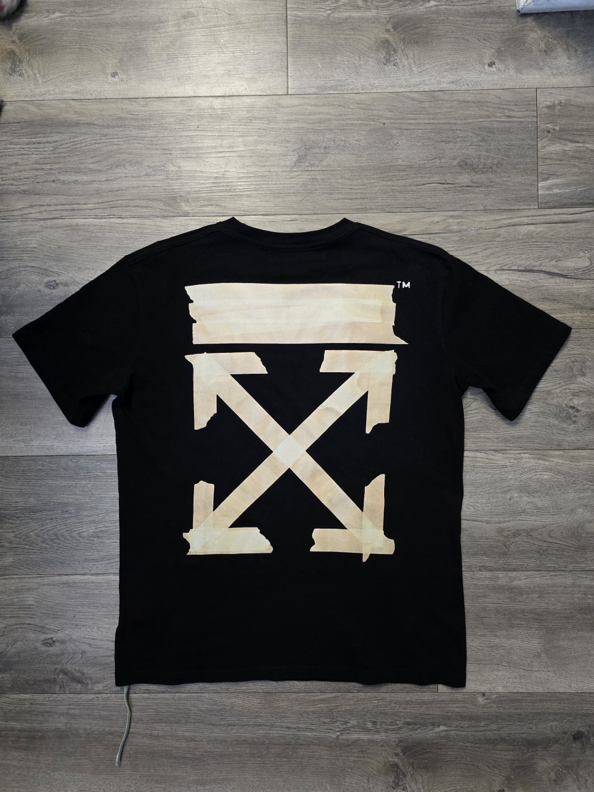 Virgil Abloh Off-White Tape Arrows T-Shirt Black/Beige, Size M, 100% Cotton gallery