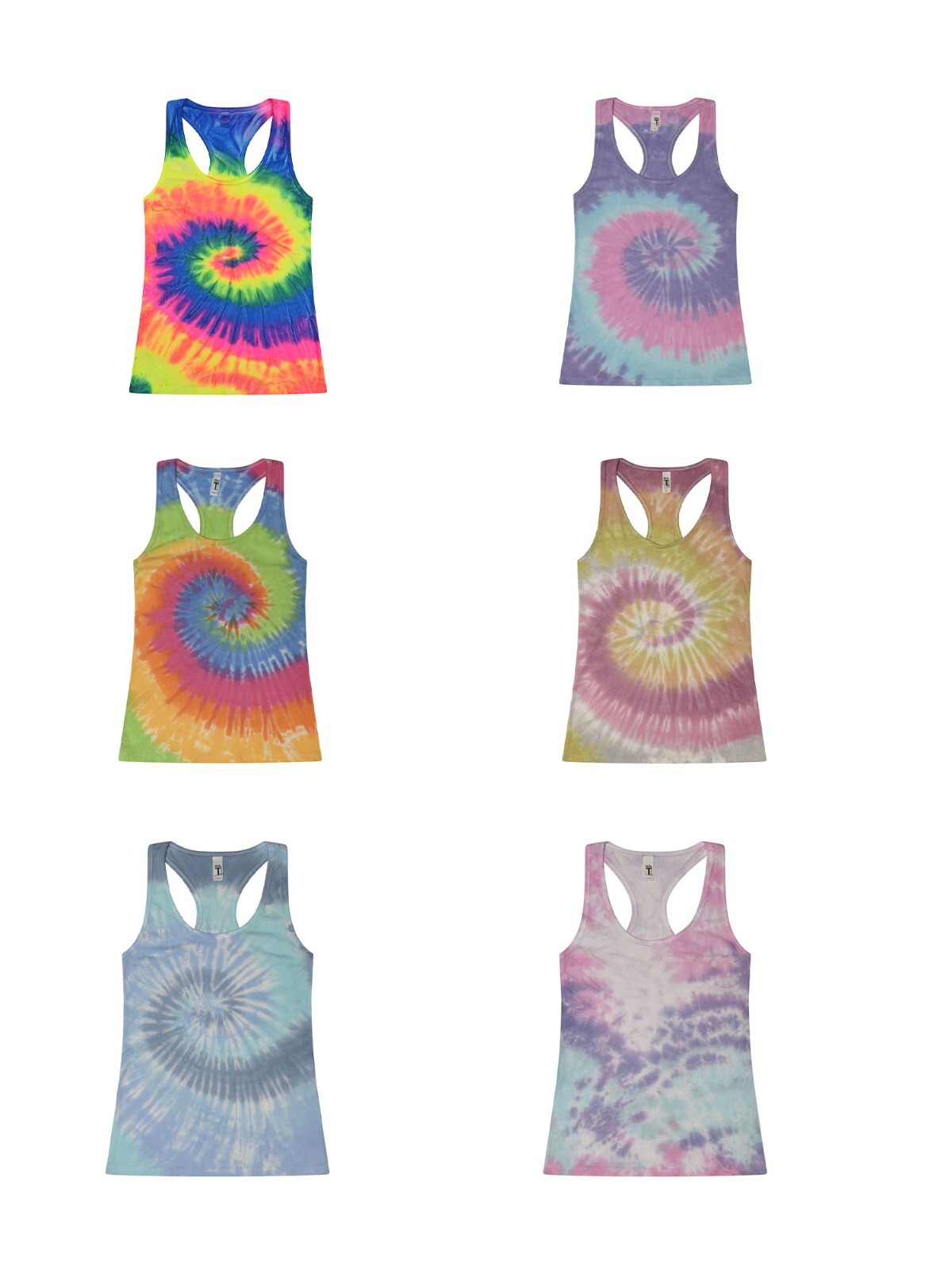 Multi-Color Tie Dye Racerback Tank Top Sleeveless T-Shirt Adult XS -XXL Cotton gallery