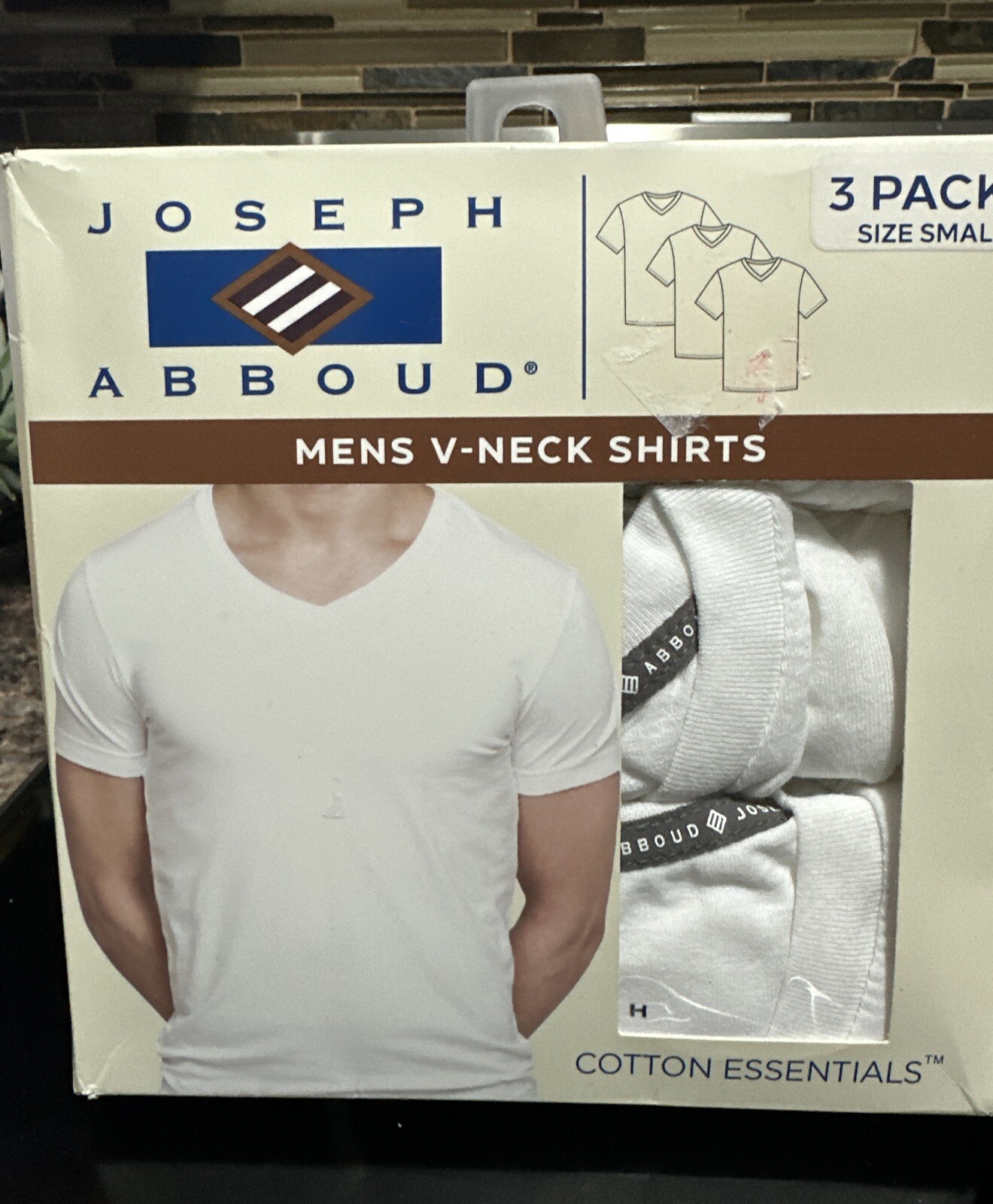 Joseph Abboud Men’s Short Sleeve V-Neck T-Shirts White Size Small 3 Pack