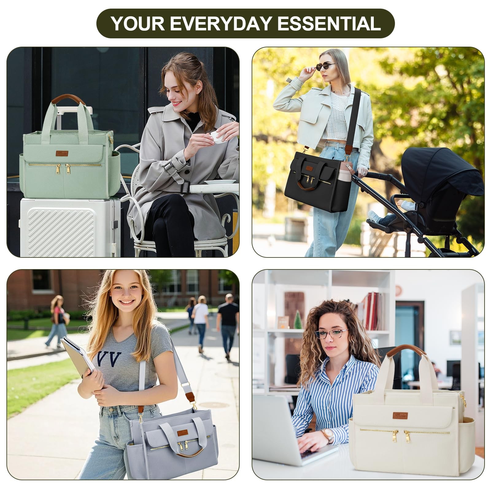 Canvas Tote Bag Purse for Women with Zipper and Compartments for Work College... gallery