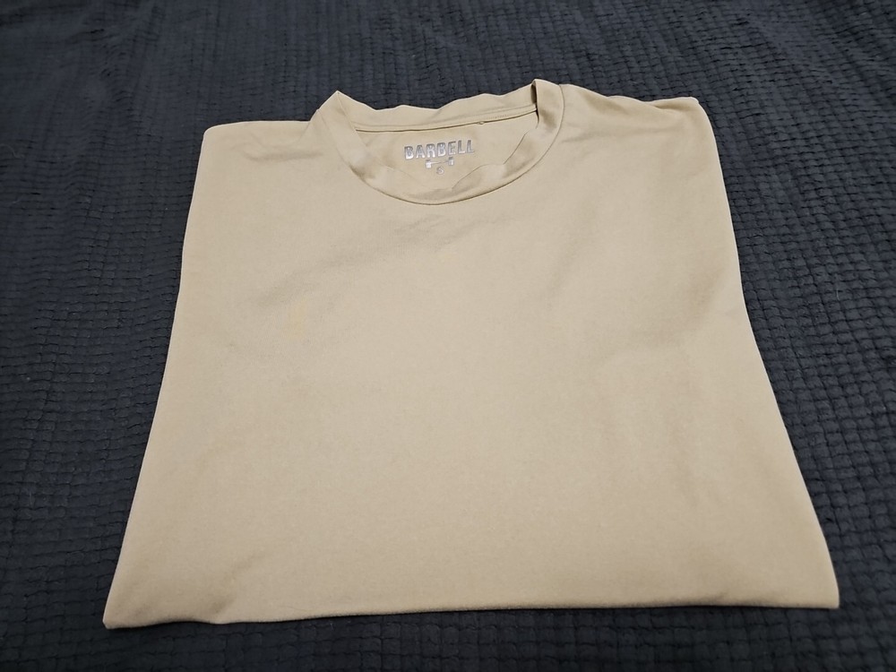 Barbell L.V. Athletic Performance Apparel Ecru Yellow Athletic Gym TShirt SZ S