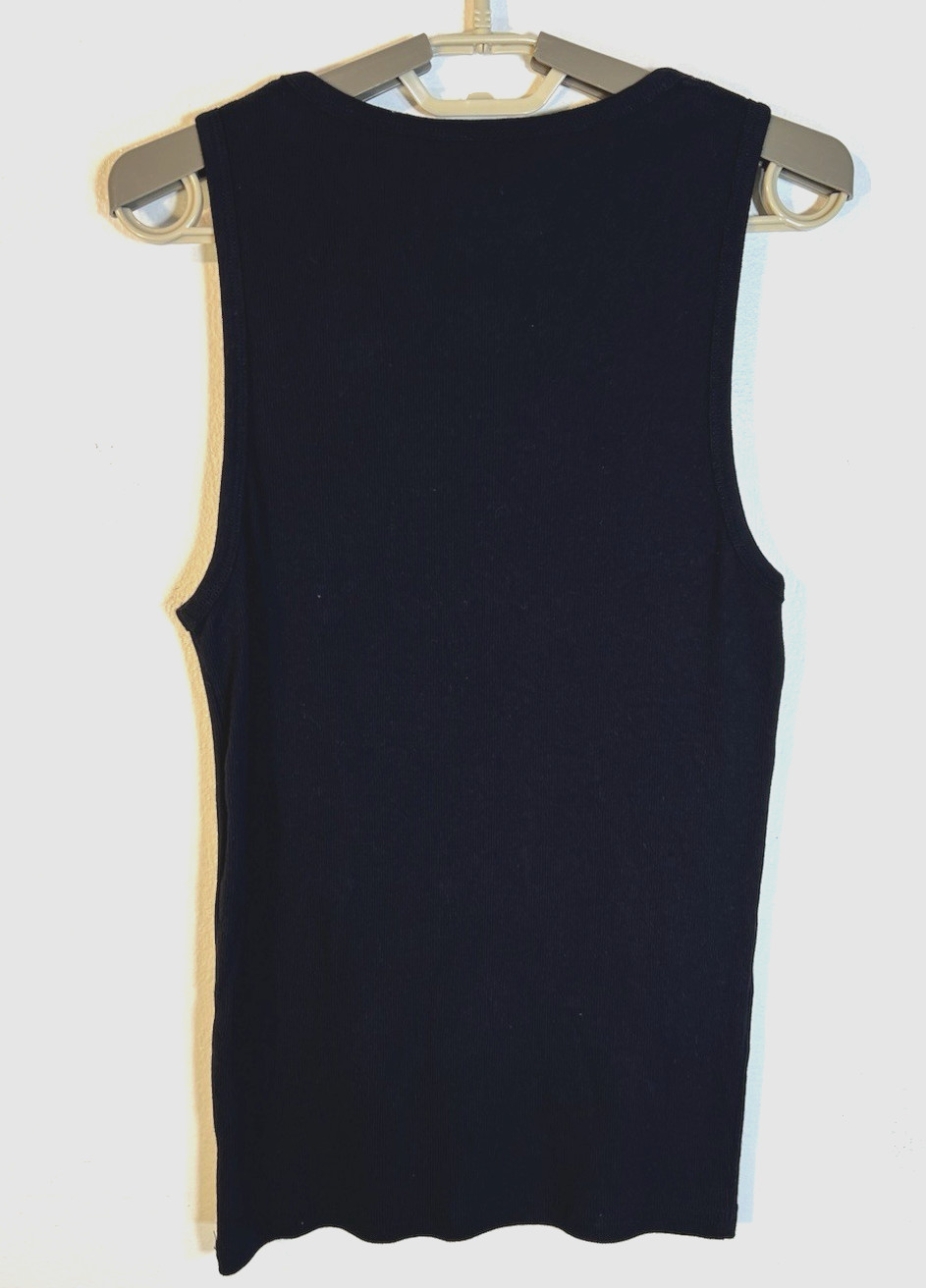 SQUIDHAUS Men's Large Black Stretch Cotton Ribbed Scoop Neck Tank Top gallery
