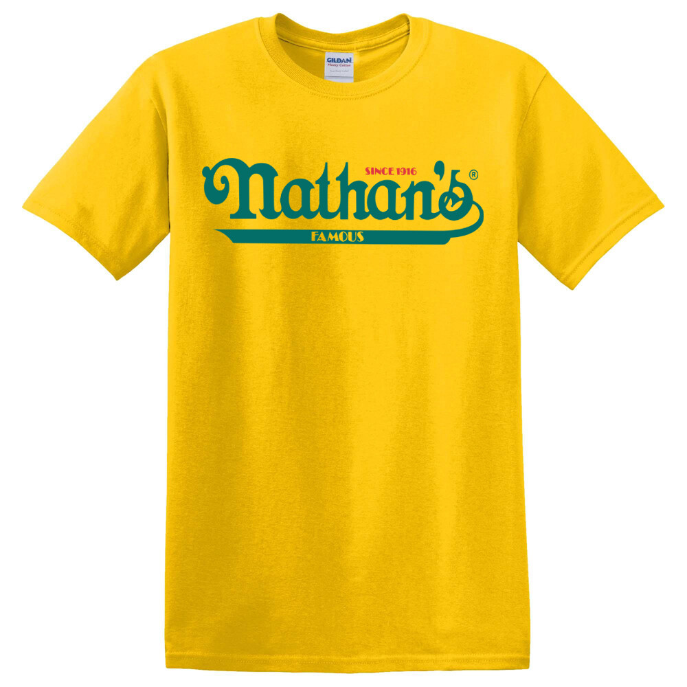 Nathan's Famous Hot Dog Men's Daisy Yellow T-Shirt Size S - 3XL gallery