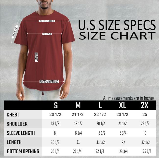MENS Elongated tee Extended Scallop Round Neck Hipster Hip Hop T-Shirt gallery