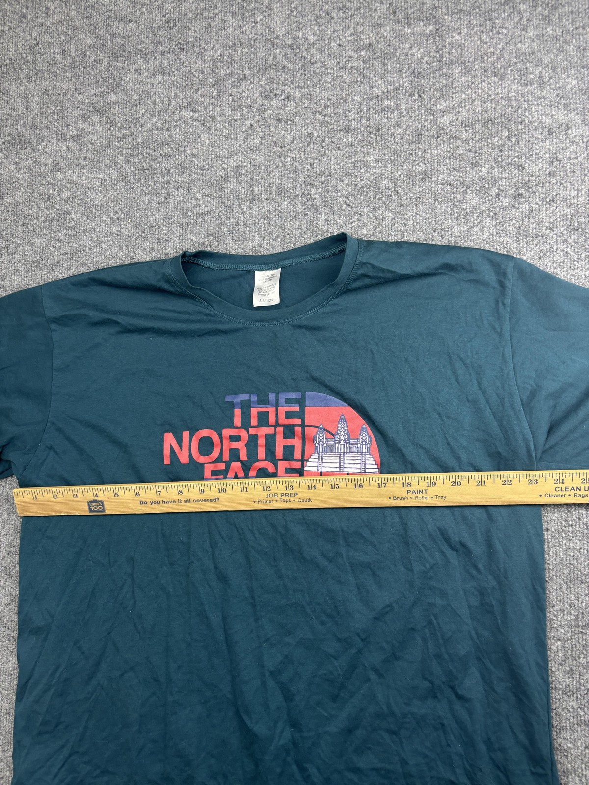 North Face Shirt Mens 2XL Green Graphic Logo Angkor Wat Temple Cotton Tee gallery
