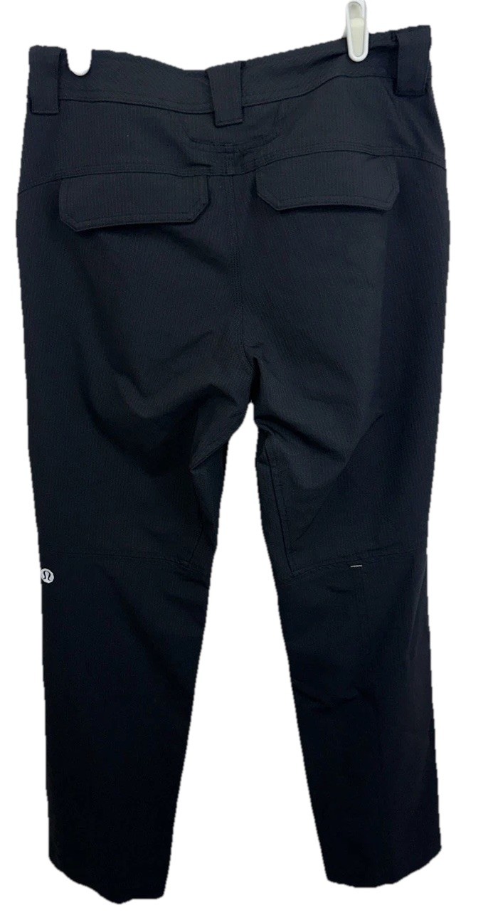 LuLuLemon Men’s 32” Waist Black Gray Pinstriped Nylon Blend Stretch Pants EUC gallery
