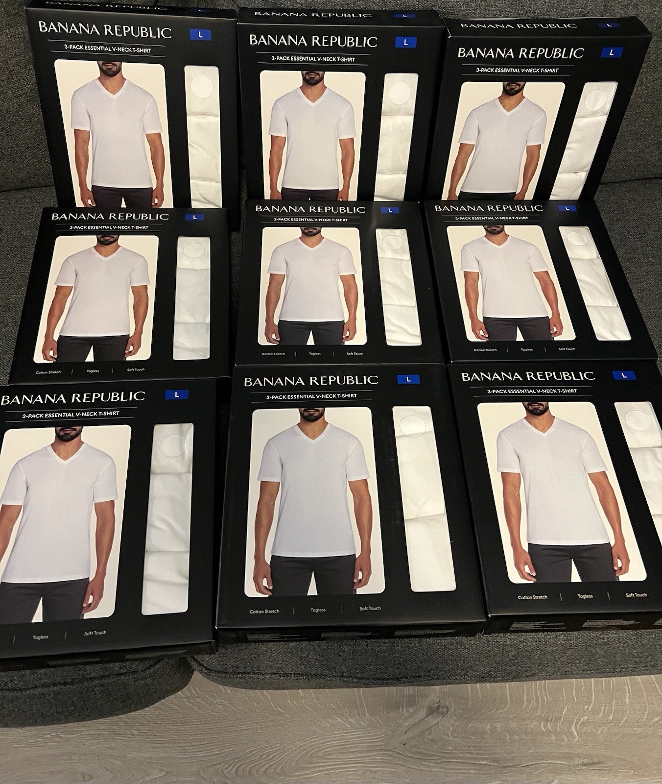 New Banana Republic 3 Pack Men’s V-Neck Tee White T-shirt Size Large Brand New