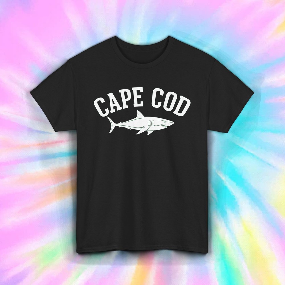 Cape Cod Shark Shirt Beach Vacation Souvenir Massachusetts Ocean Tee S-5XL