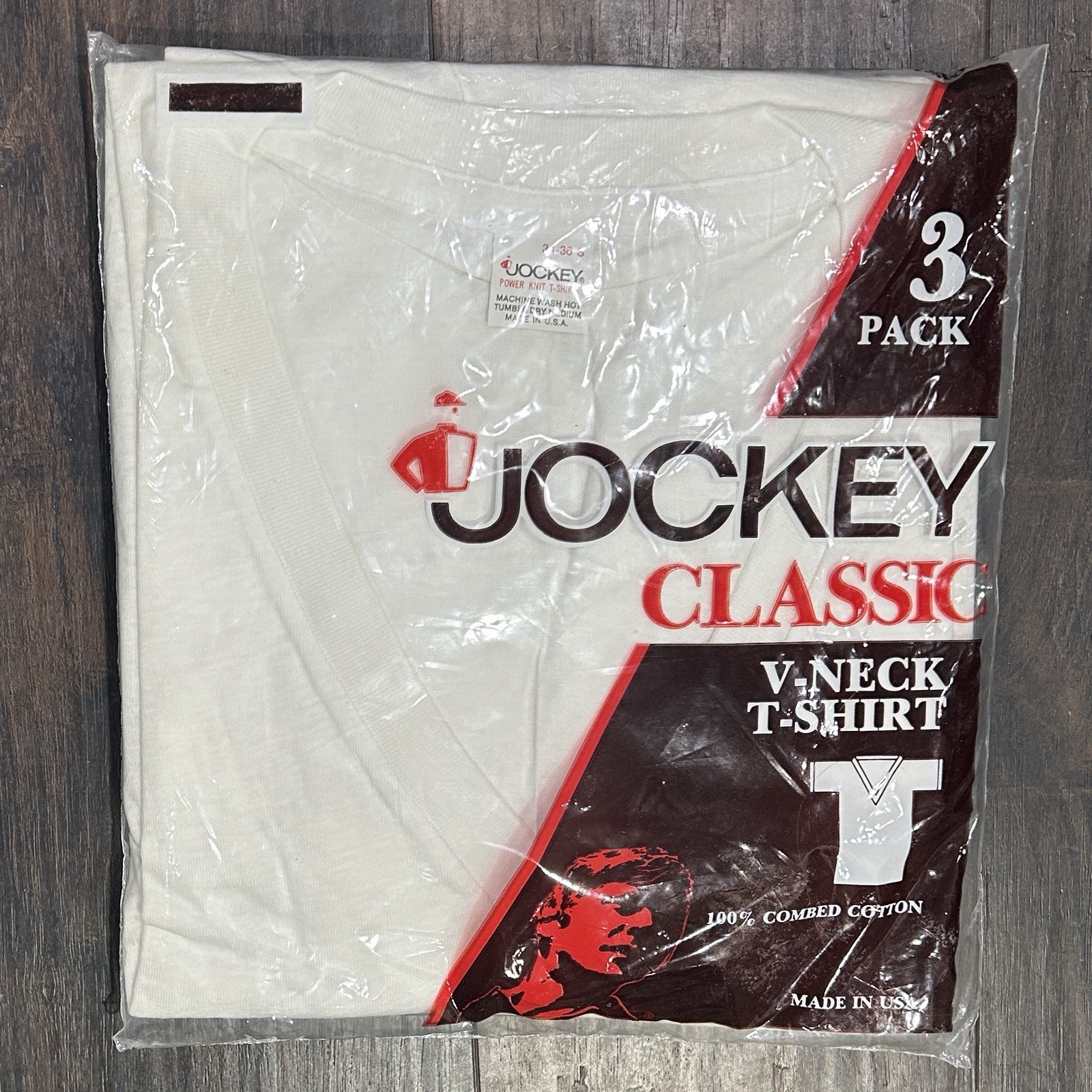 Vintage Jockey Classic - V-Neck T-Shirt 3-pack - 34-36 S MADE IN USA - BRAND NEW gallery