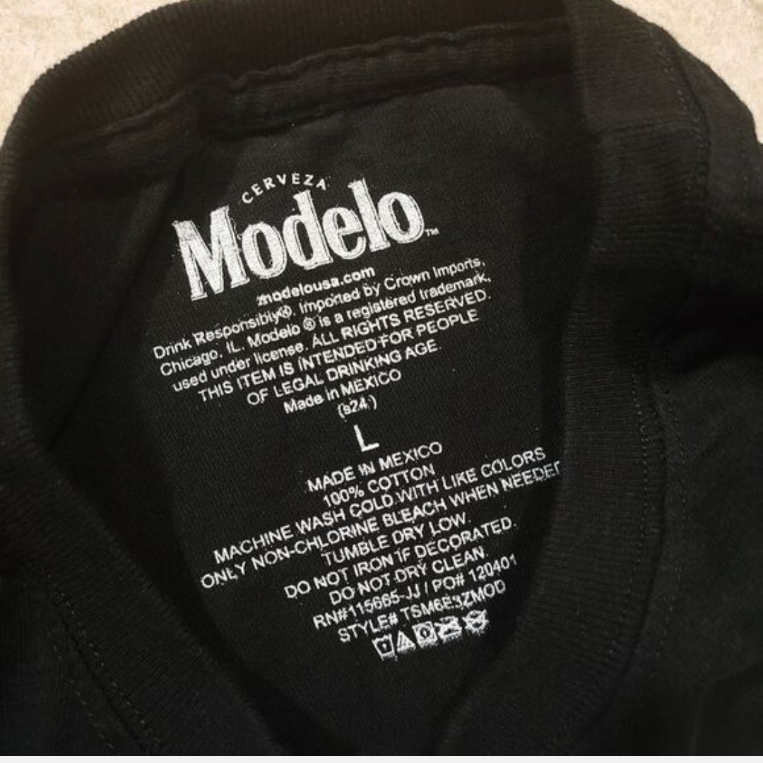 Modelo Cerveza Beer Logo Graphic Print Black Crew Neck Cotton T-Shirt Men L -Q gallery