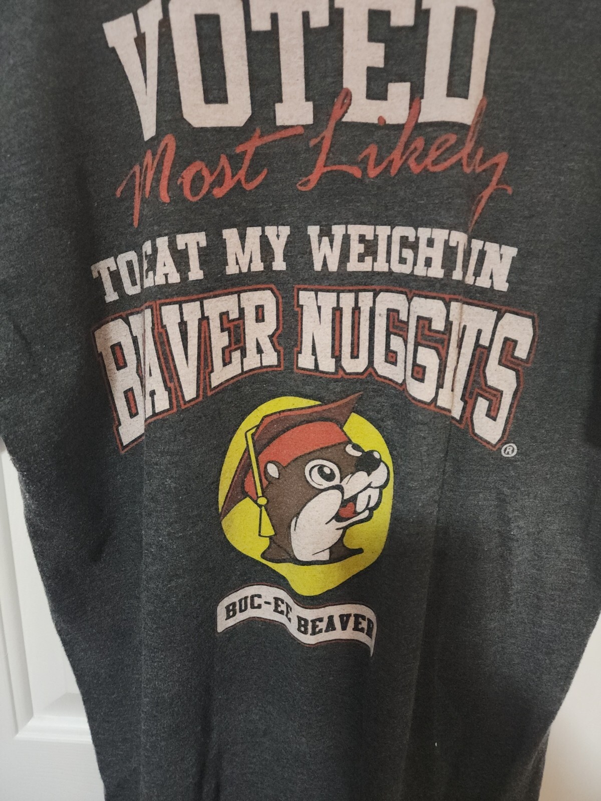 Buc-ee's 2022 Seniors T-Shirt Most Likely To Eat Weight in Beaver Nuggets Size M gallery
