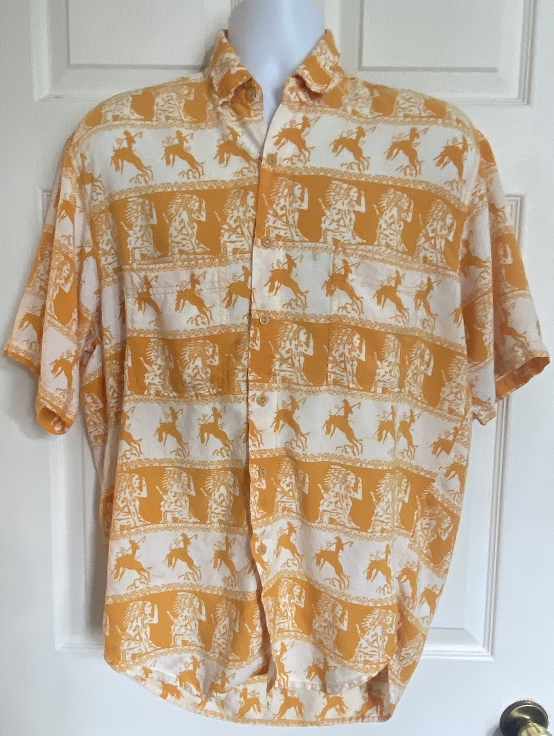 Vintage What’s Happening Primitive Heat Tribal Hawaiian Button Shirt – Men’s L