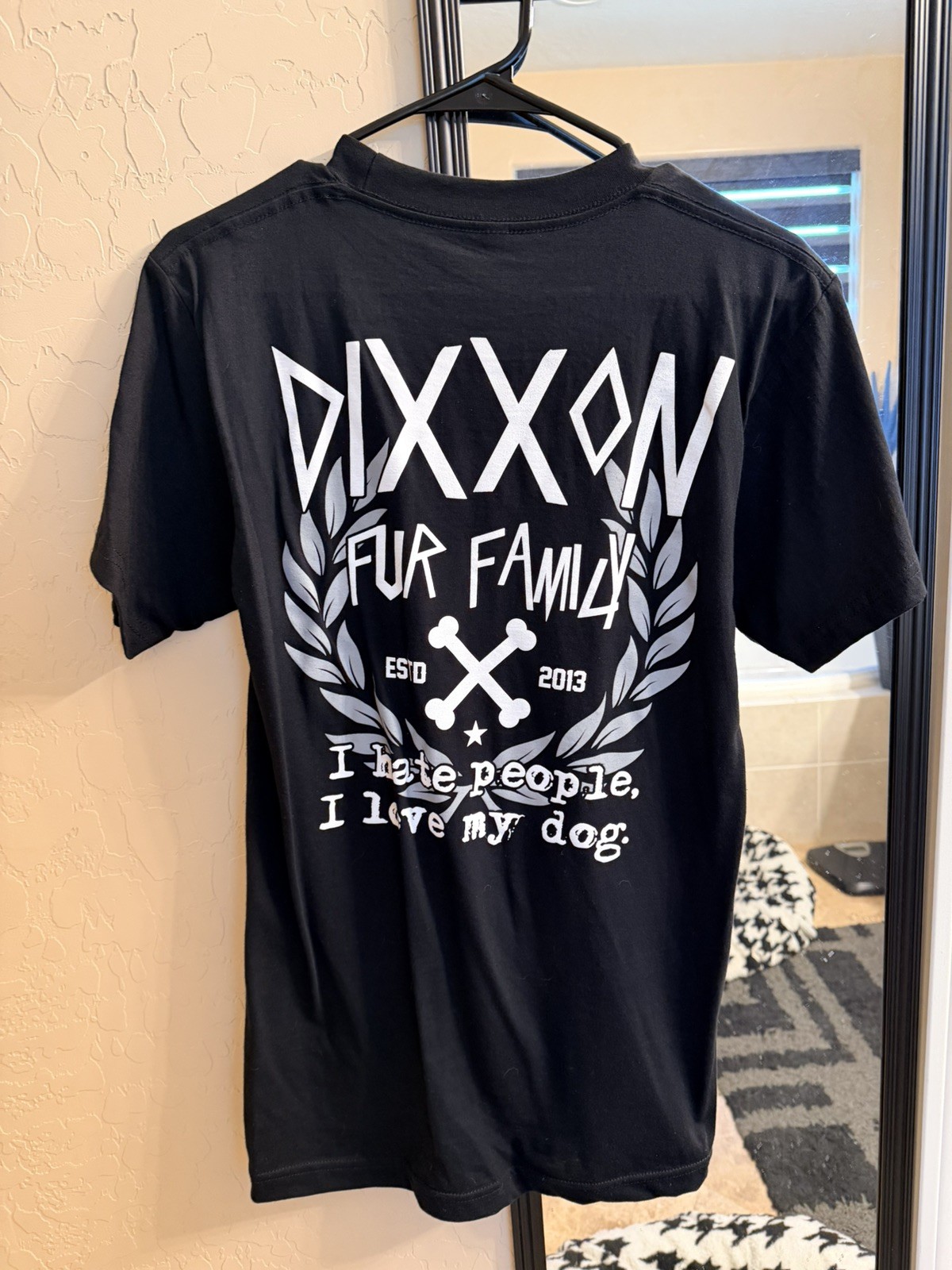 DIXXON Co Fur Family Black Tee T-Shirt Mens Small S I Hate People I Love My Dog gallery