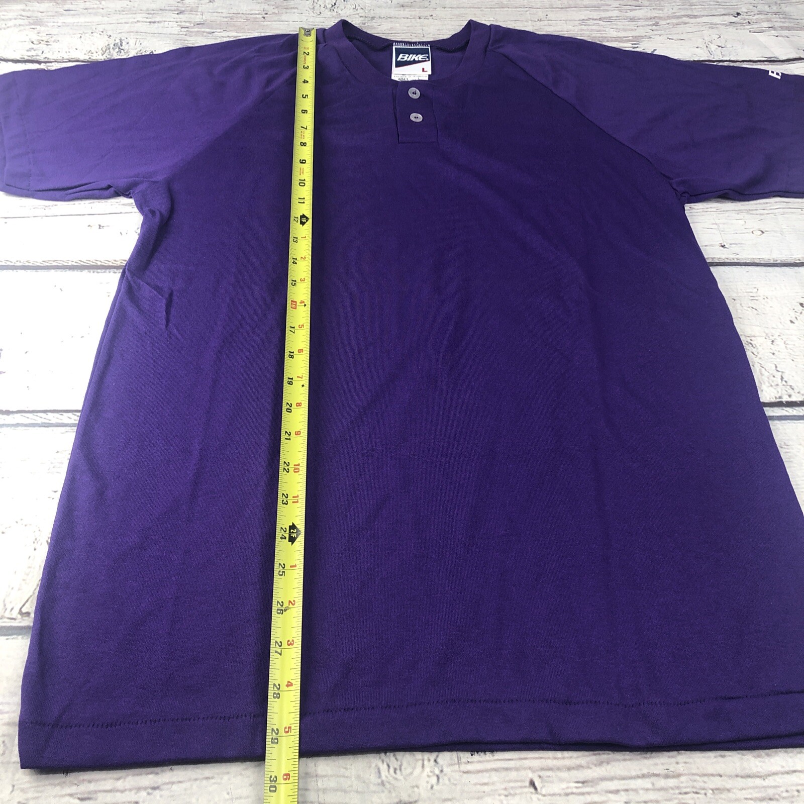 VTG BIKE Athletic Purple T-Shirt SZ L Single Stitch 2 button Shirt Sleeve gallery