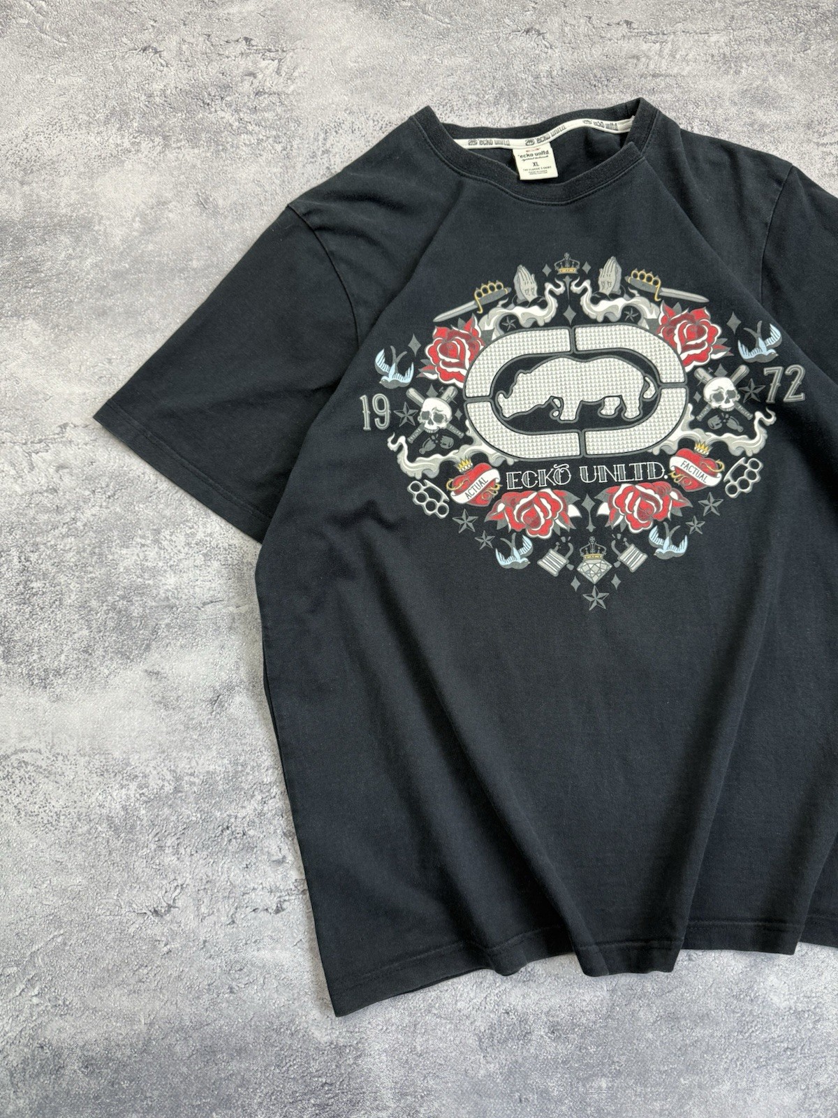 Vintage Y2K Ecko Unltd. Big Logo T-Shirt Skate Rap Sk8 Black Skull Tee Hype Rare gallery