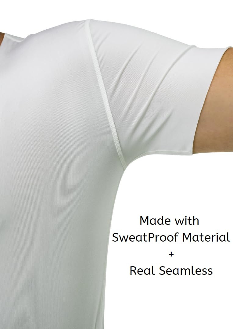 Deep V Neck Undershirts for Men-Sweatproof White V-Neck Short Sleeve Mens Tsh... gallery