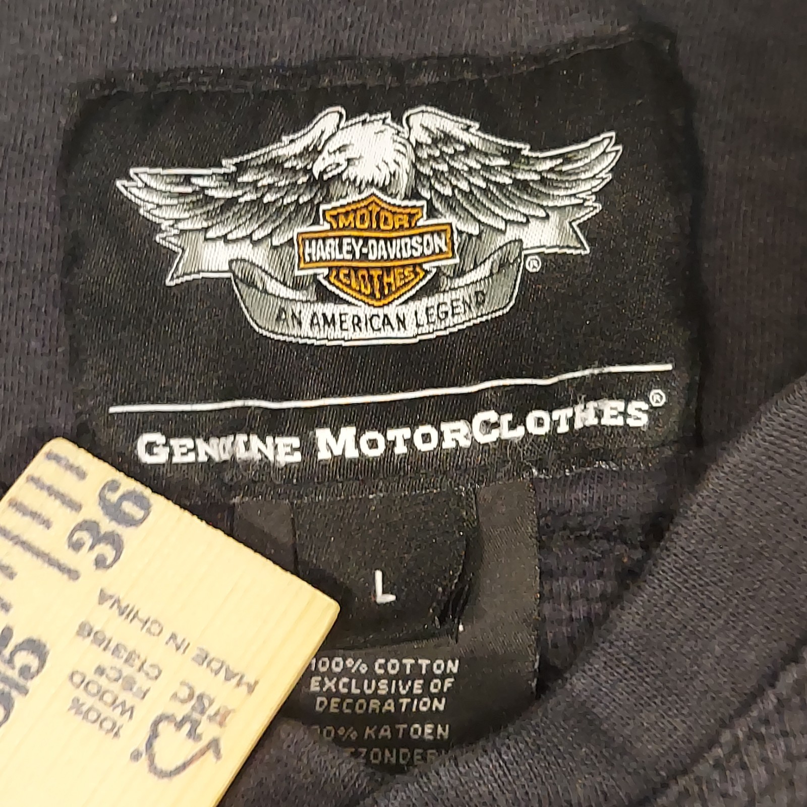 Vintage Harley-Davidson Mens L Black Waffle Knit Thermal Henley Long Sleeve gallery