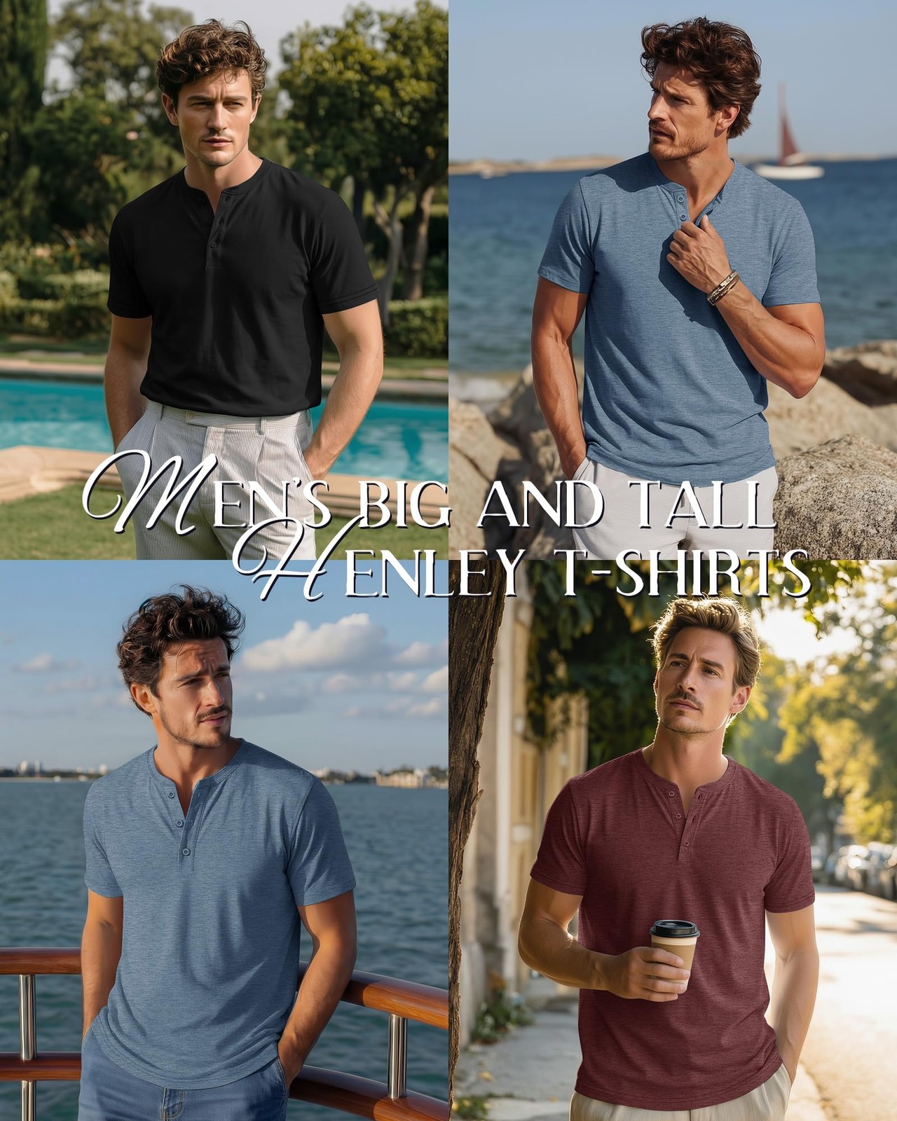 Ficerd 3 Pack Men's Big and Tall Henley T-Shirts Short Sleeve Plus Size Tee 4XL gallery