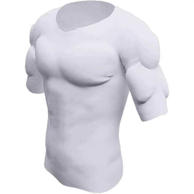Men Invisible Abs Fake Muscle Body Suit With Chest Male Undershirt Soft Wear gallery