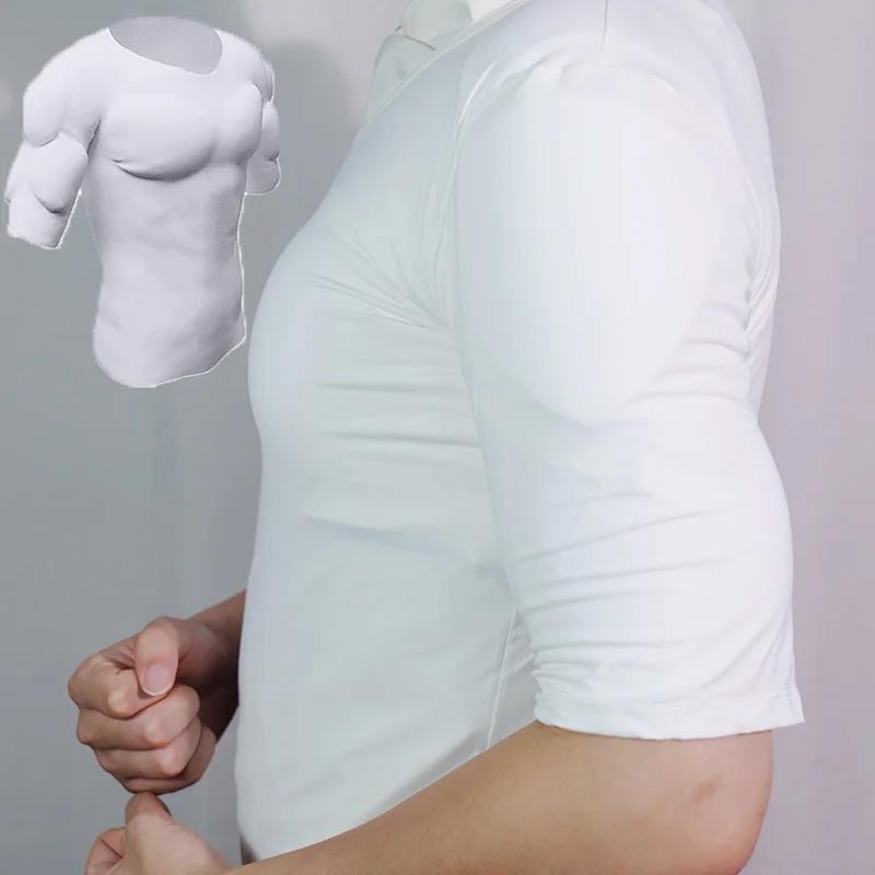 Men Invisible Abs Fake Muscle Body Suit With Chest Male Undershirt Soft Wear gallery