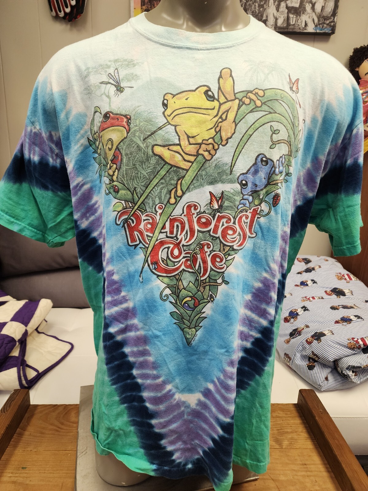 Vtg Unisex 2007 LIQUID BLUE RAINFOREST CAFE T-SHIRT FROGS XXL gallery