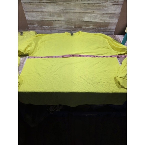 3- Gildan Mens DryBlend Long Sleeve T Shirt Safety Yellow 2XL High Vis gallery