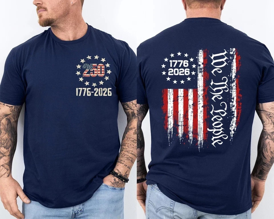 250 Years American Flag 250th Anniversary USA Patriotic Front & Back T-Shirt