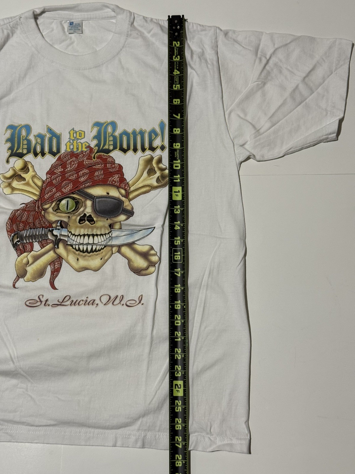 Bad to the Bone Skull St. Lucia White T-Shirt XL gallery