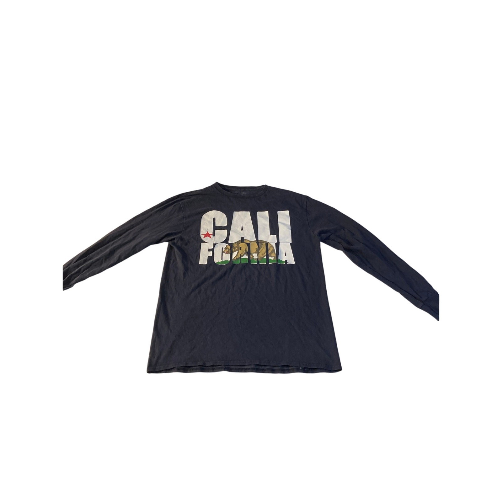Spoiler Alert CALIFORNIA Republic Bear Long Sleeve T-Shirt Men’s L Blue Grunge