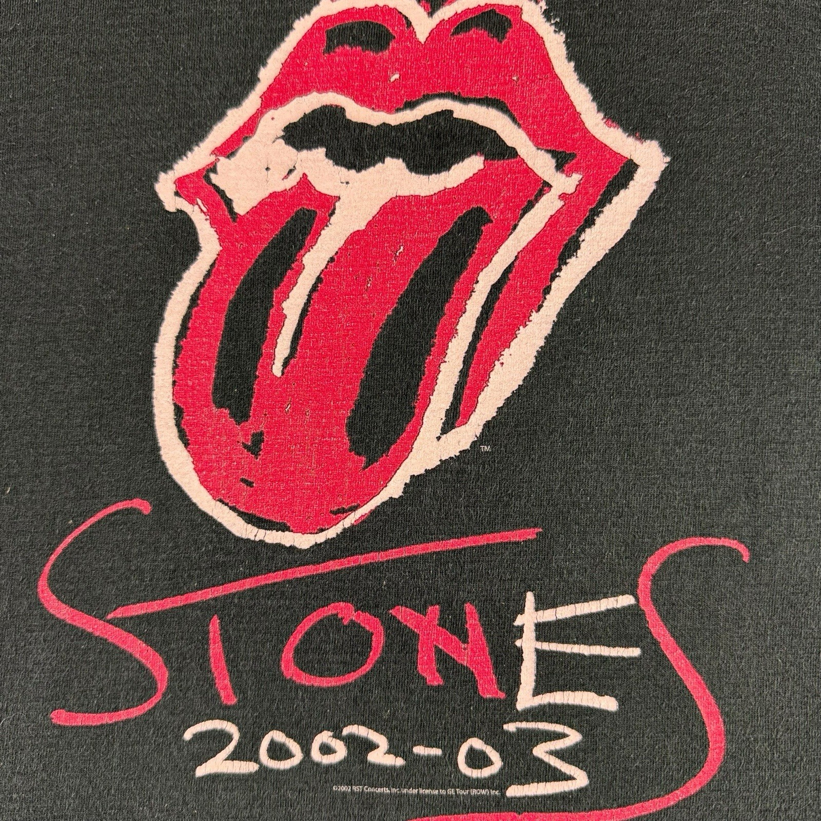 Vintage 2002-03 Rolling Stones Concert Tour Shirt XL Black Ringer USA Teejays gallery