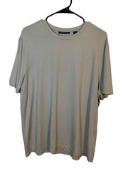 Perry Ellis Mens XL Beige Short Sleeve T‑Shirt Rayon Blend