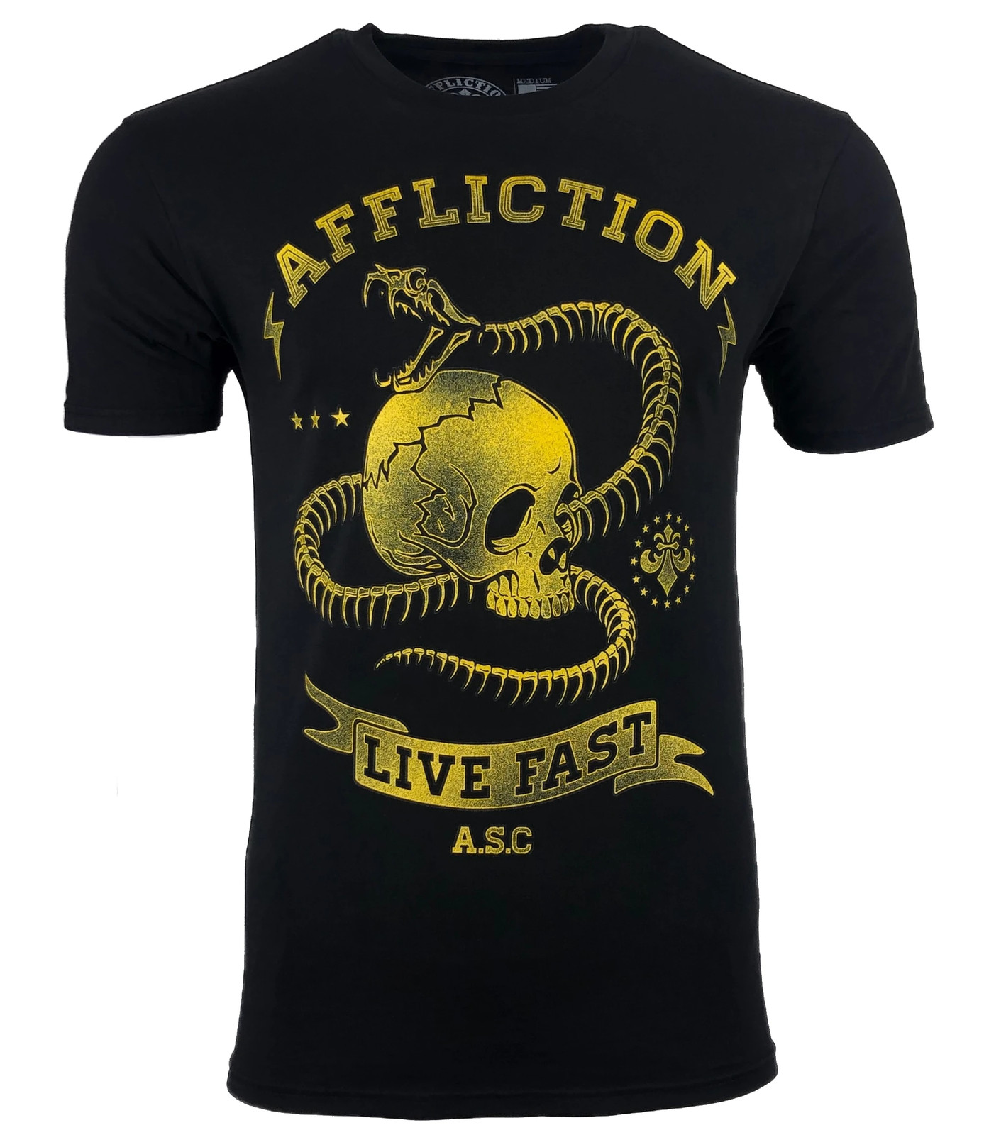 AFFLICTION SNAKE EYES Men's T-shirt BLACK Biker MMA gallery