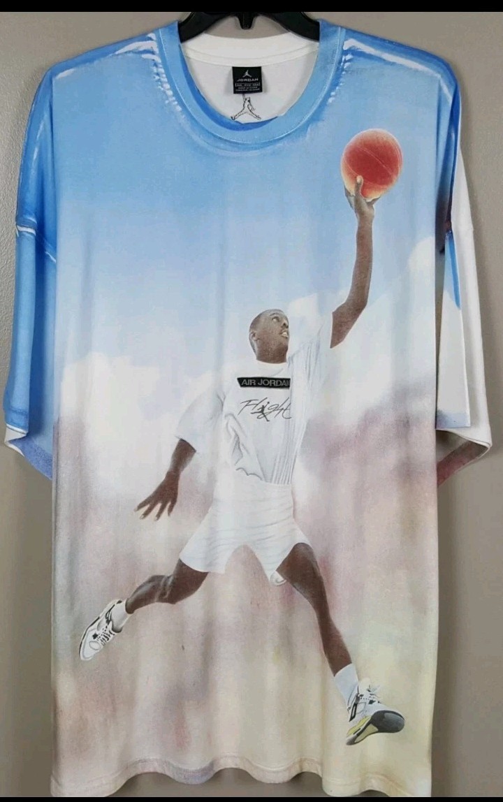 NIKE AIR JORDAN JUMPMAN FLIGHT SHIRT ALL OVER PRINT BLUE RARE 108974 100 3XL gallery
