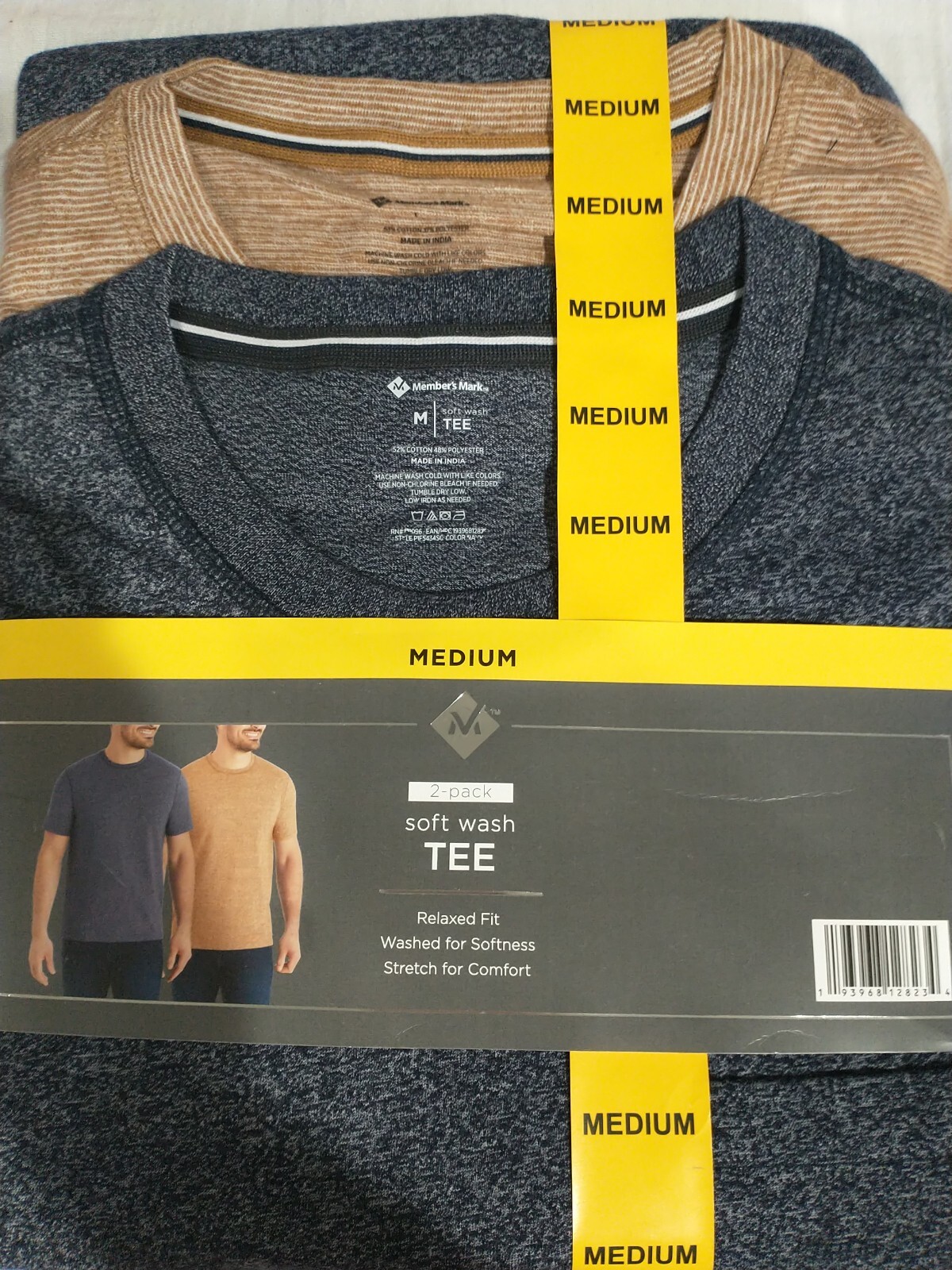 Member’s Mark 2-Pack Soft Wash Relaxed Comfort Fit Stretch Crewneck T-Shirt MED