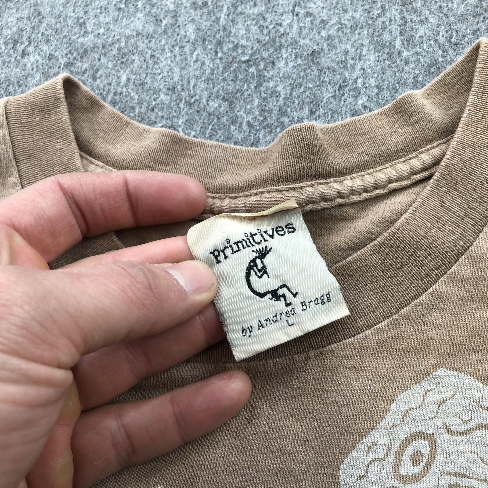 Vintage Primitives By Andrea Bragg Shirt Mens Large Beige Handprint Tribal Tee gallery