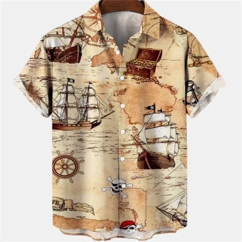 Mens Button Down Japanese Dragon Samurai Hawaiian Novelty Holiday Summer Shirt gallery