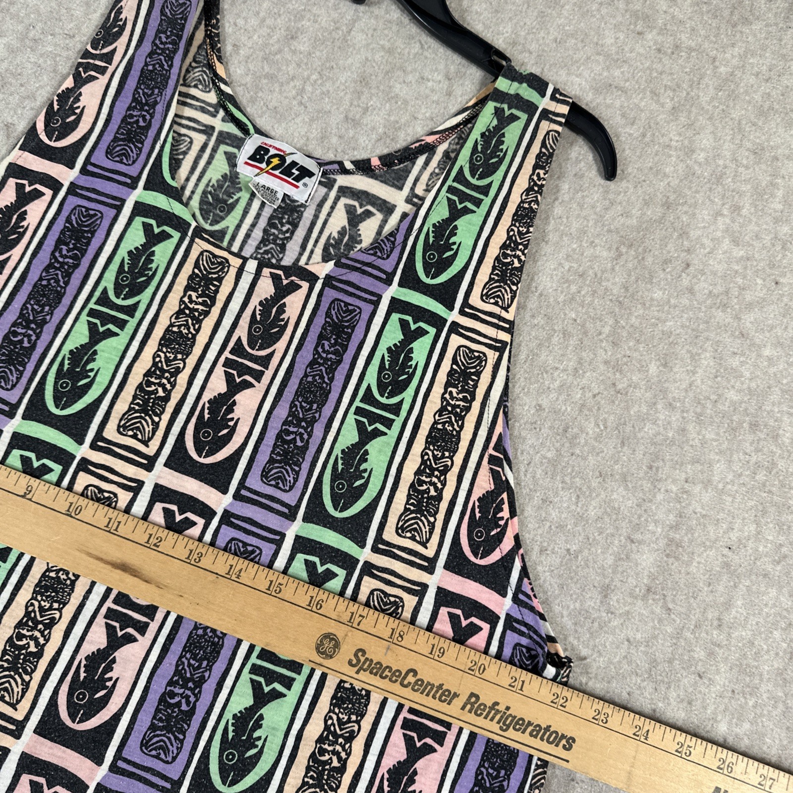 VTG Lightning Bolt Brand Tank Top Large Fish & Totems Pastel Multi gallery
