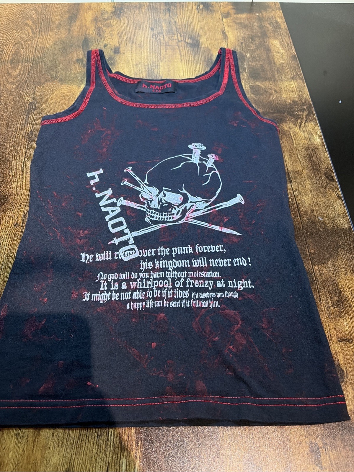 h.NAOTO Black Tank Top Shirt Designer Brand J-Fashion VERY RARE Gothic