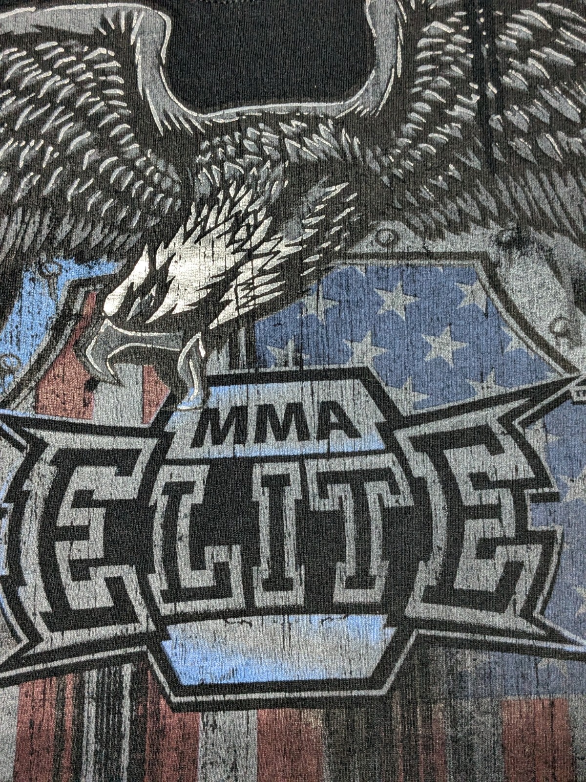 VTG Y2K MMA ELITE USA EAGLE SHIELD Men 2XL Black Cotton Graphic Print T-Shirt gallery