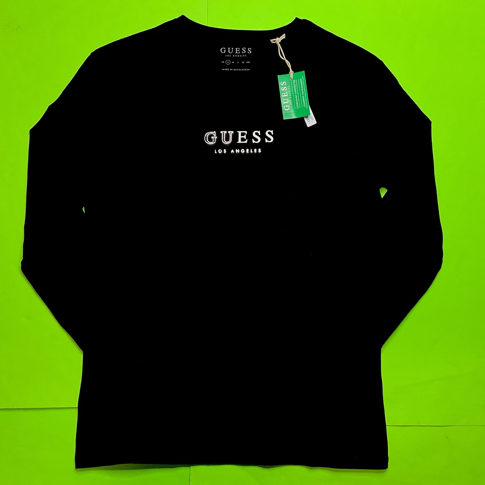 GUESS Los Angeles Men’s Long Sleeve T-Shirt SMALL Black w/White, Silver NEW gallery