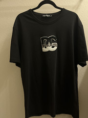 Dolce & Gabbana Black Cotton Chenille Logo Patch T-Shirt DG Logo Embroidered