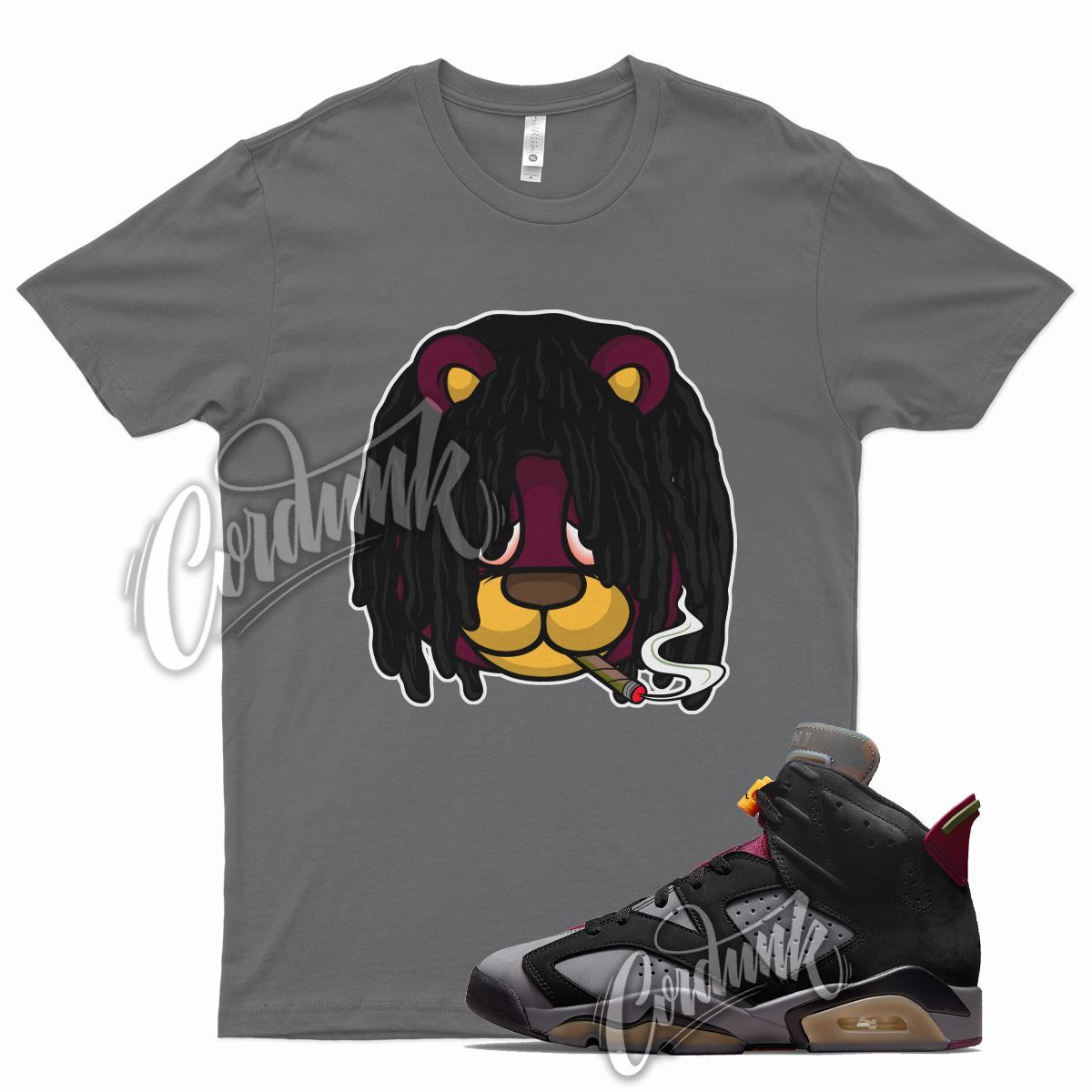 Grey DREAD T Shirt for Air J1 6 Bordeaux Light Graphite Dark Maroon Charcoal
